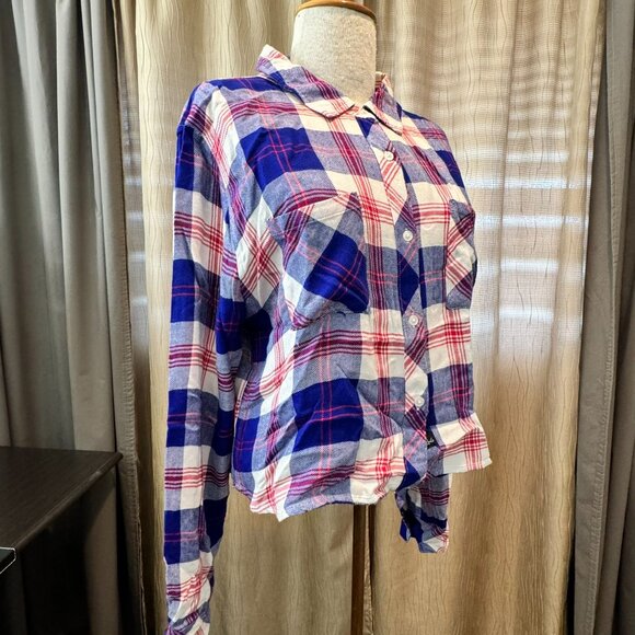 - RAILS Button Down Plaid Loose Top with Double Pockets LARGE     - E2038 - Picture 5 of 8